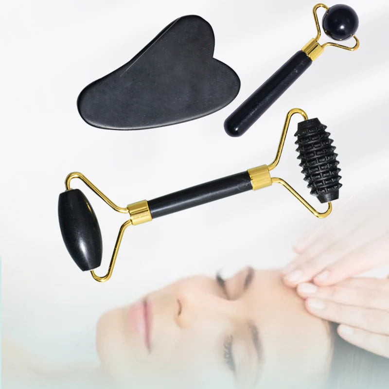 Obsidian Jade Roller Stone Natural Facial Massager Tool