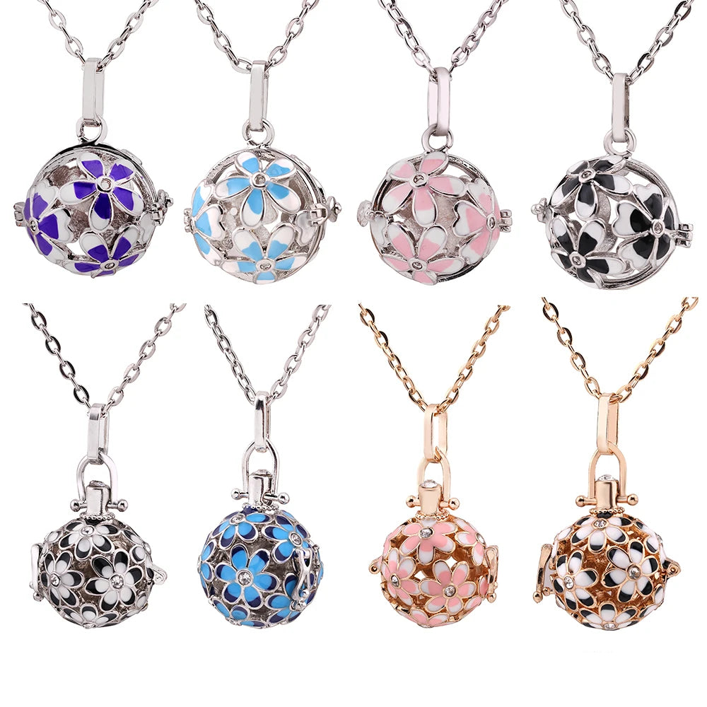 Mexico Chime Music Ball Aromatherapy Necklace Copper Pendant