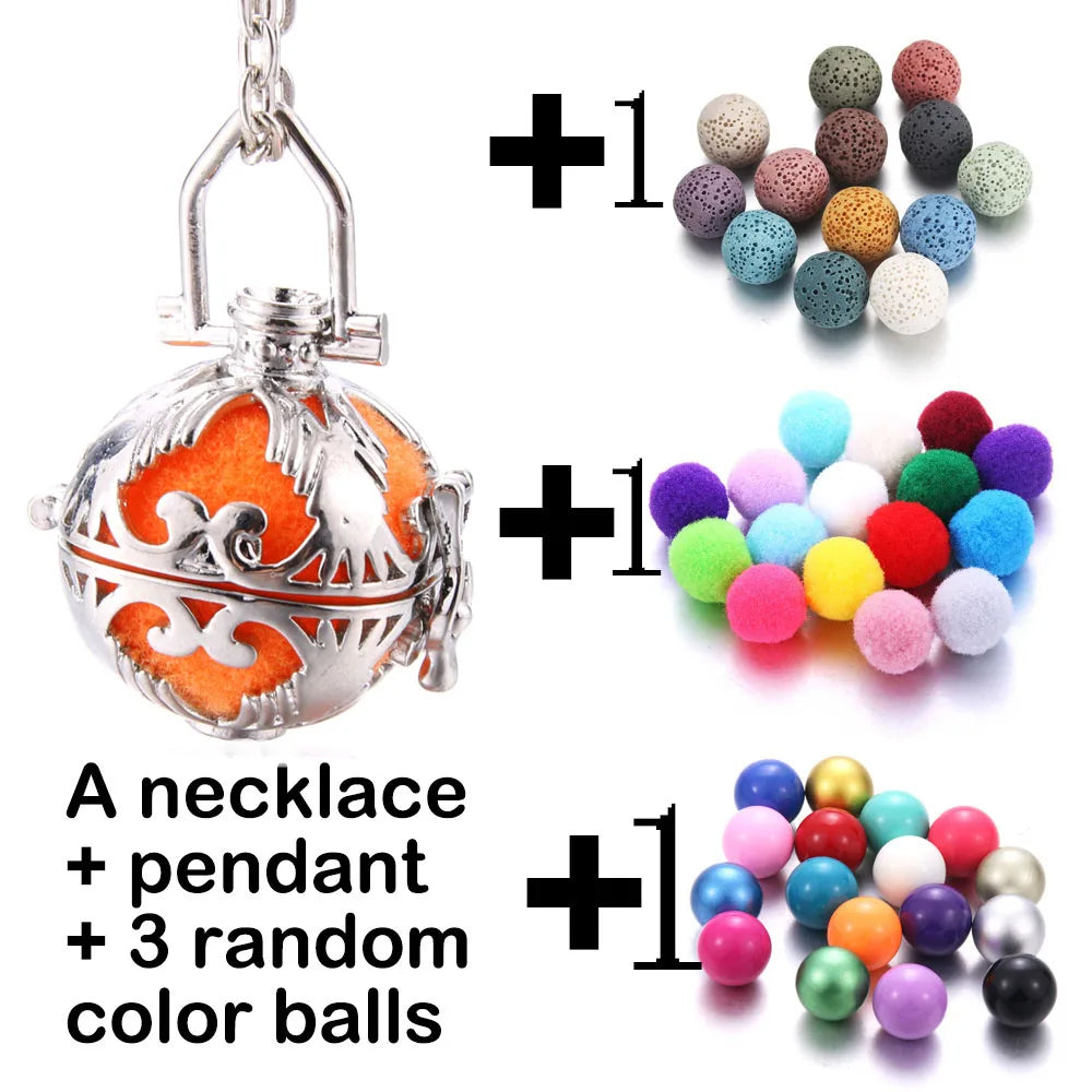 Harmony Necklace Jewelry Mexico Chime Bell Lava Stone Aromatherapy Diffuser Pendant for Women