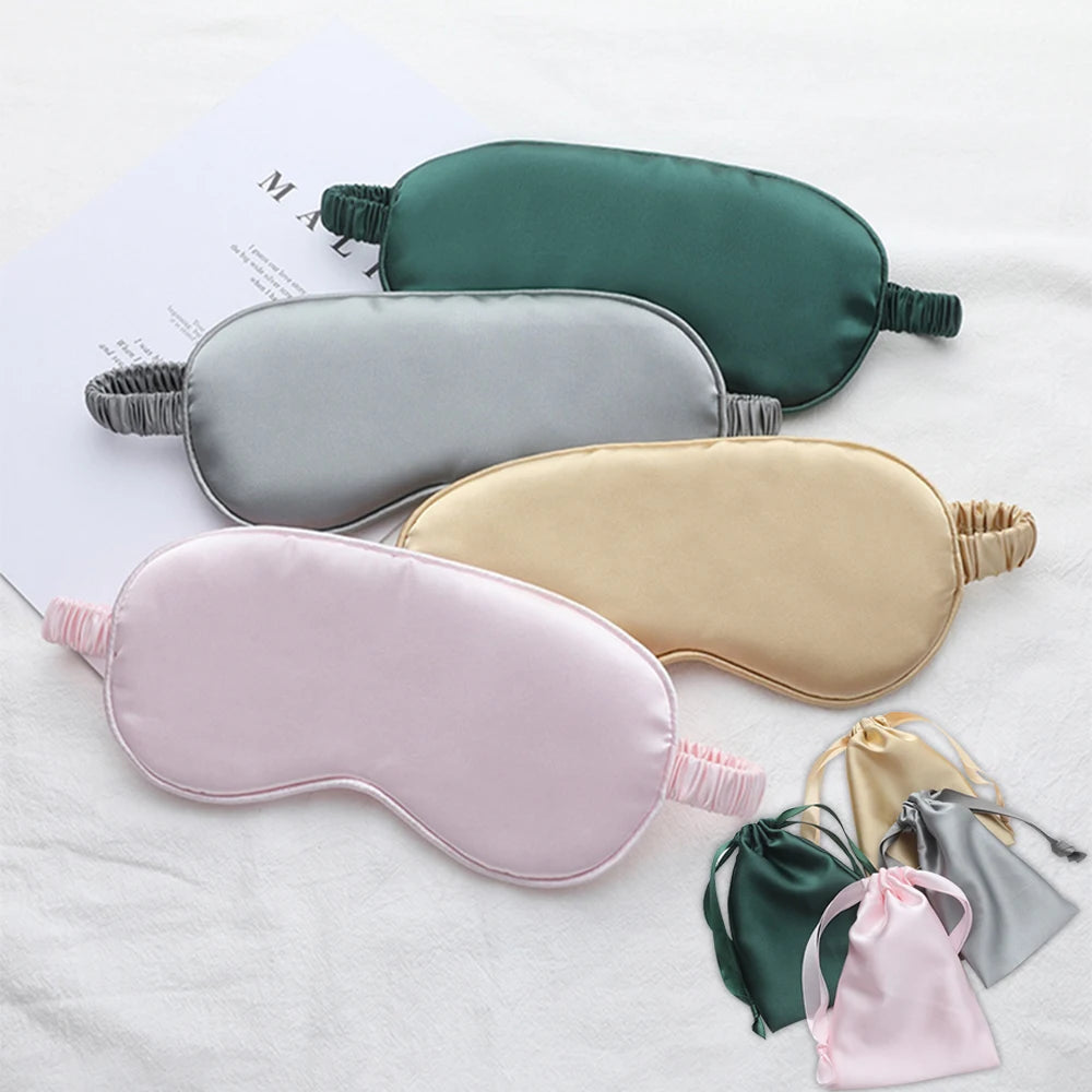 Silk Sleeping Eye Mask with Carrying Pouch for Travel