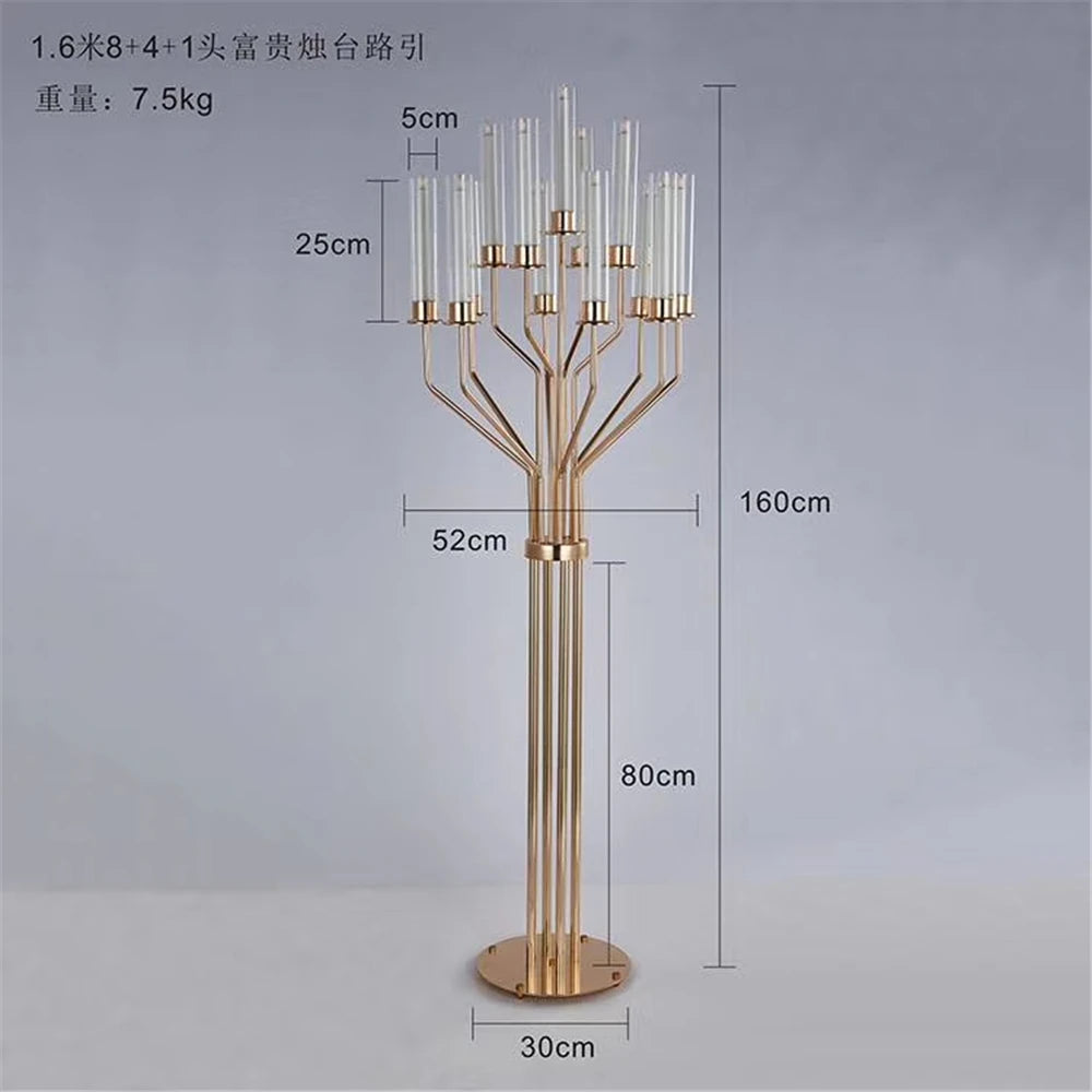 Acrylic Candelabras 160 CM Height 13 Heads Luxury Centerpiece