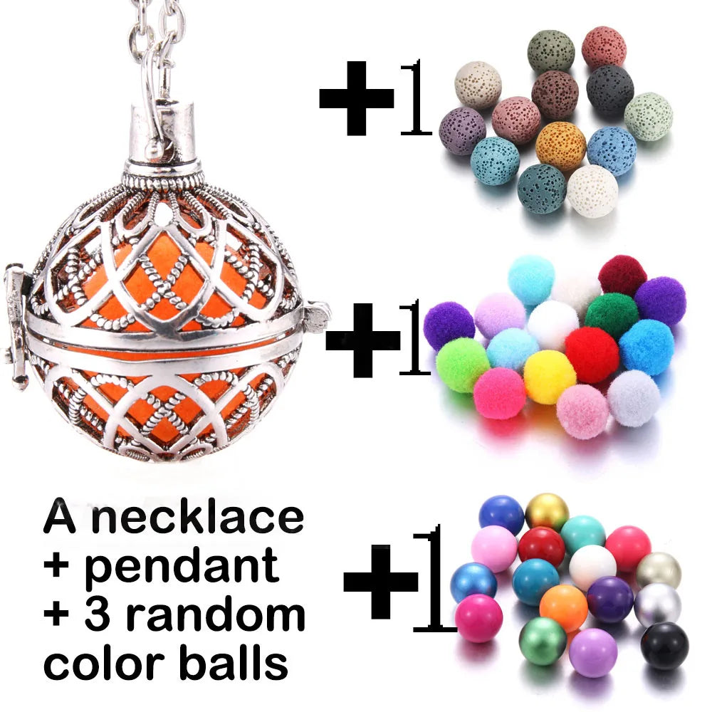 Harmony Necklace Jewelry Mexico Chime Bell Lava Stone Aromatherapy Diffuser Pendant for Women