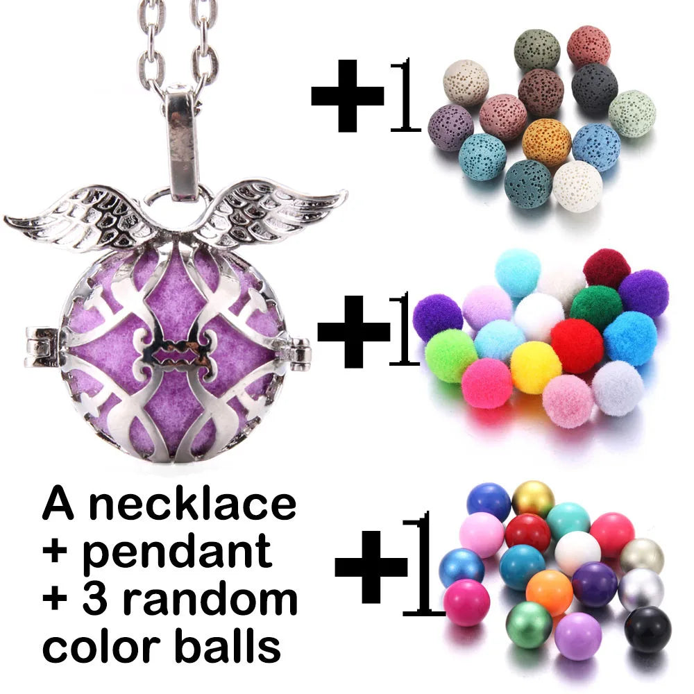 Harmony Necklace Jewelry Mexico Chime Bell Lava Stone Aromatherapy Diffuser Pendant for Women