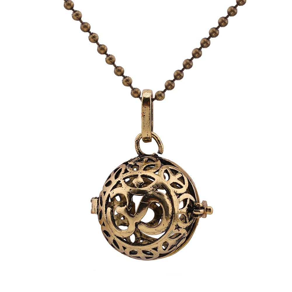 Mexico Chime Music Ball Aromatherapy Necklace Copper Pendant