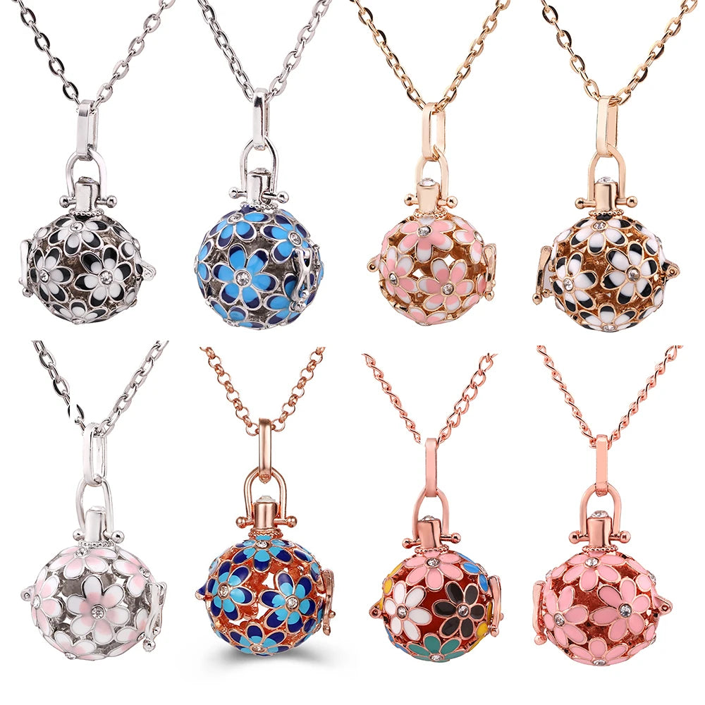 Mexico Chime Music Ball Aromatherapy Necklace Copper Pendant