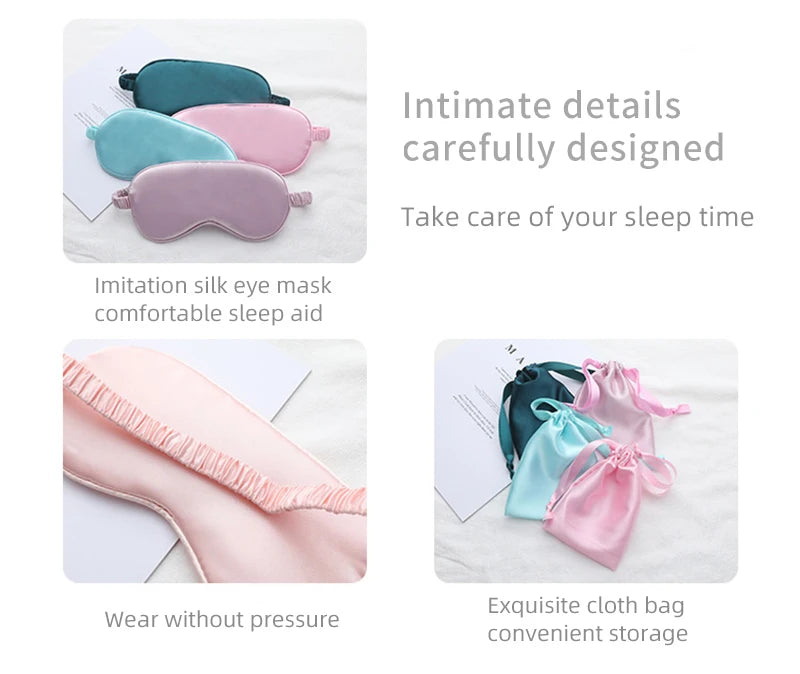 Silk Sleeping Eye Mask with Carrying Pouch for Travel