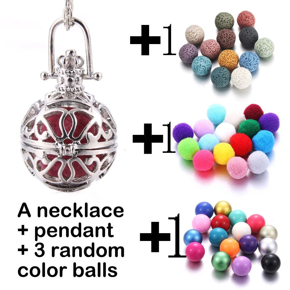 Harmony Necklace Jewelry Mexico Chime Bell Lava Stone Aromatherapy Diffuser Pendant for Women