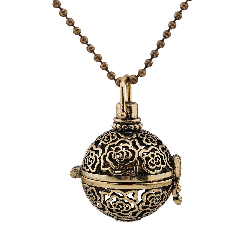 Mexico Chime Music Ball Aromatherapy Necklace Copper Pendant