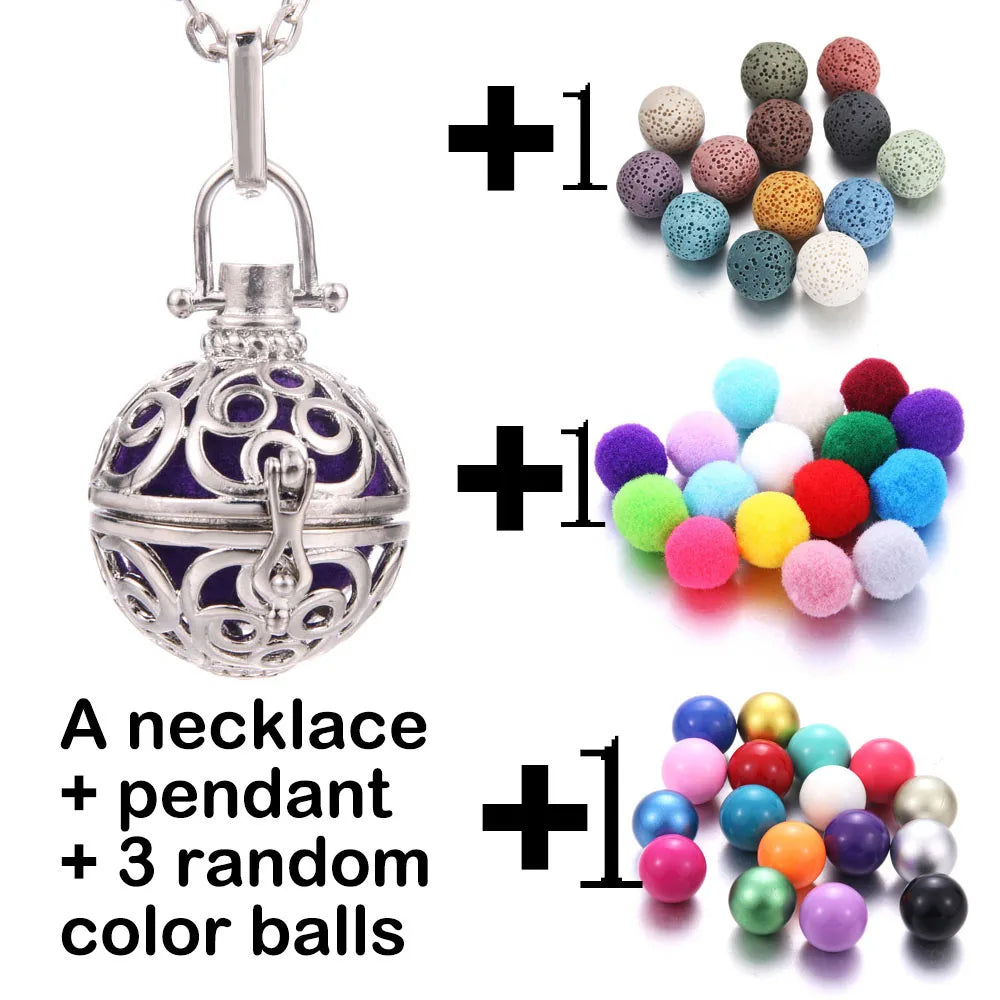 Harmony Necklace Jewelry Mexico Chime Bell Lava Stone Aromatherapy Diffuser Pendant for Women