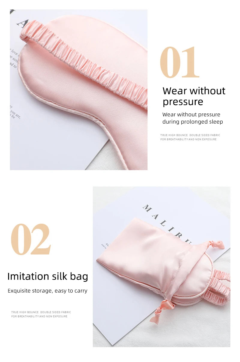 Silk Sleeping Eye Mask with Carrying Pouch for Travel