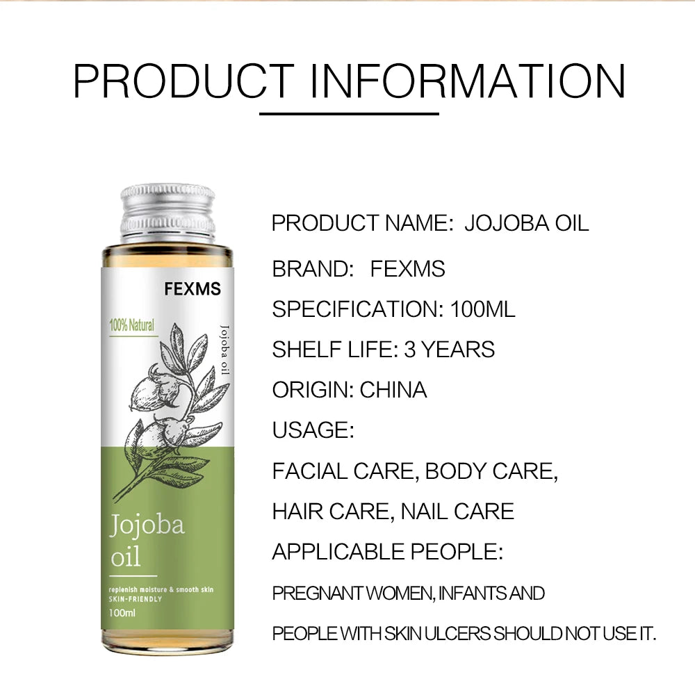 100% Pure Natural Jojoba Oil for Skin and Hair Repair 100ml