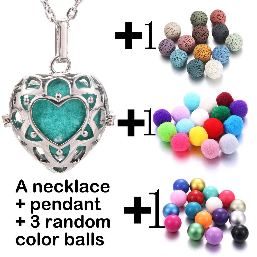 Harmony Necklace Jewelry Mexico Chime Bell Lava Stone Aromatherapy Diffuser Pendant for Women