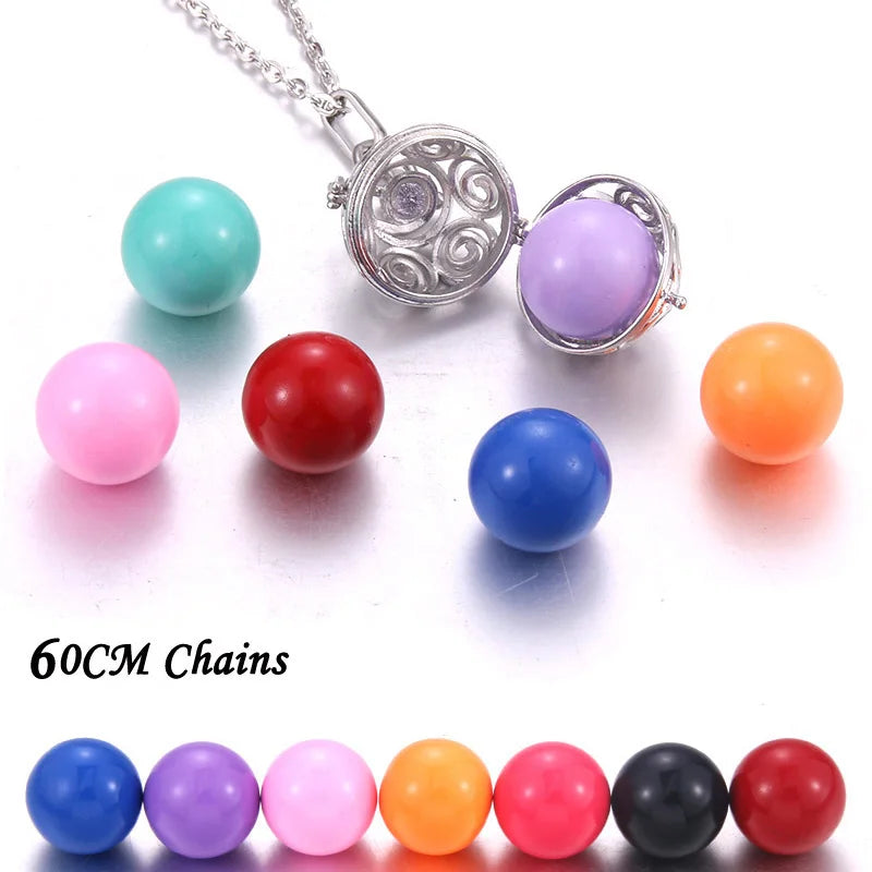 Harmony Necklace Jewelry Mexico Chime Bell Lava Stone Aromatherapy Diffuser Pendant for Women