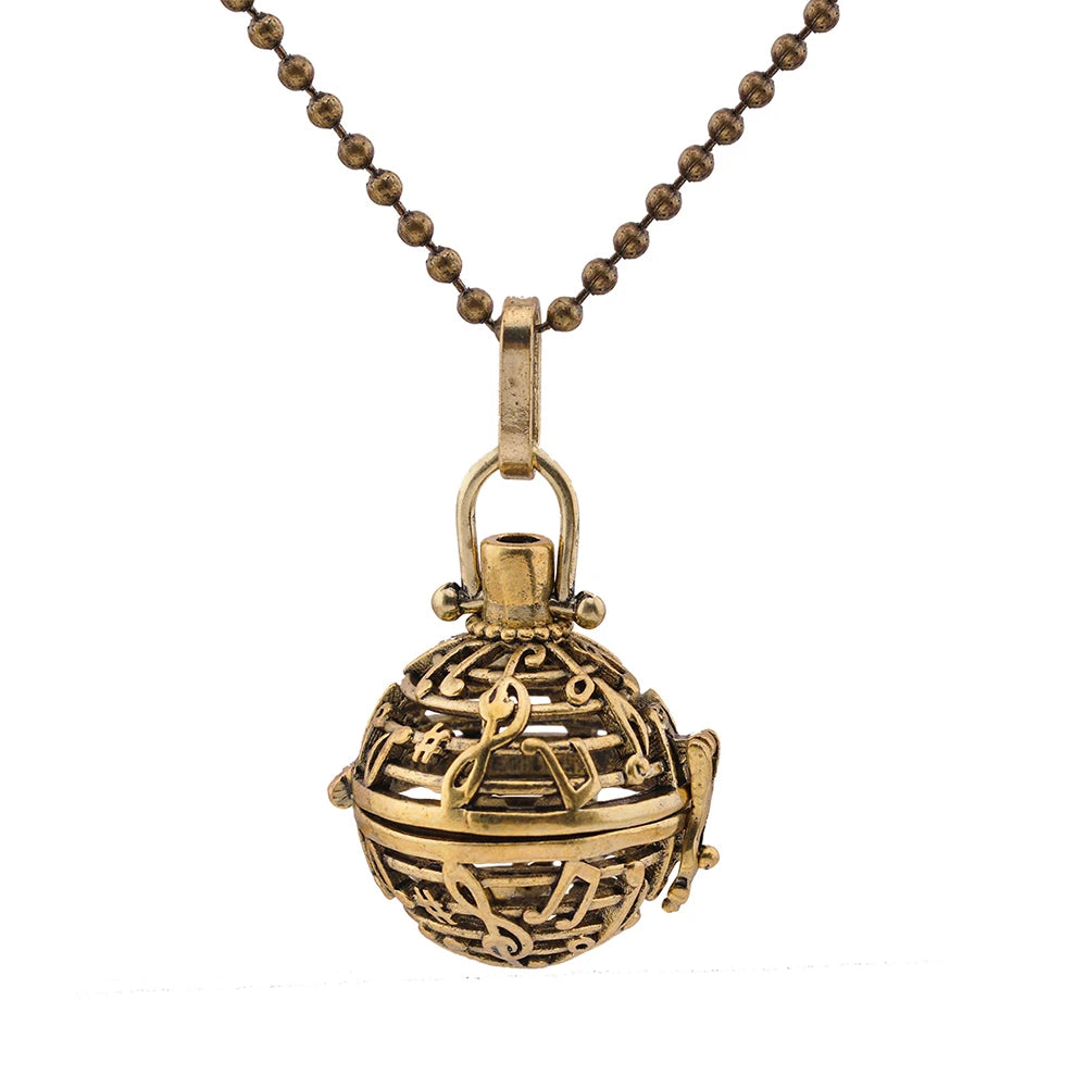 Mexico Chime Music Ball Aromatherapy Necklace Copper Pendant