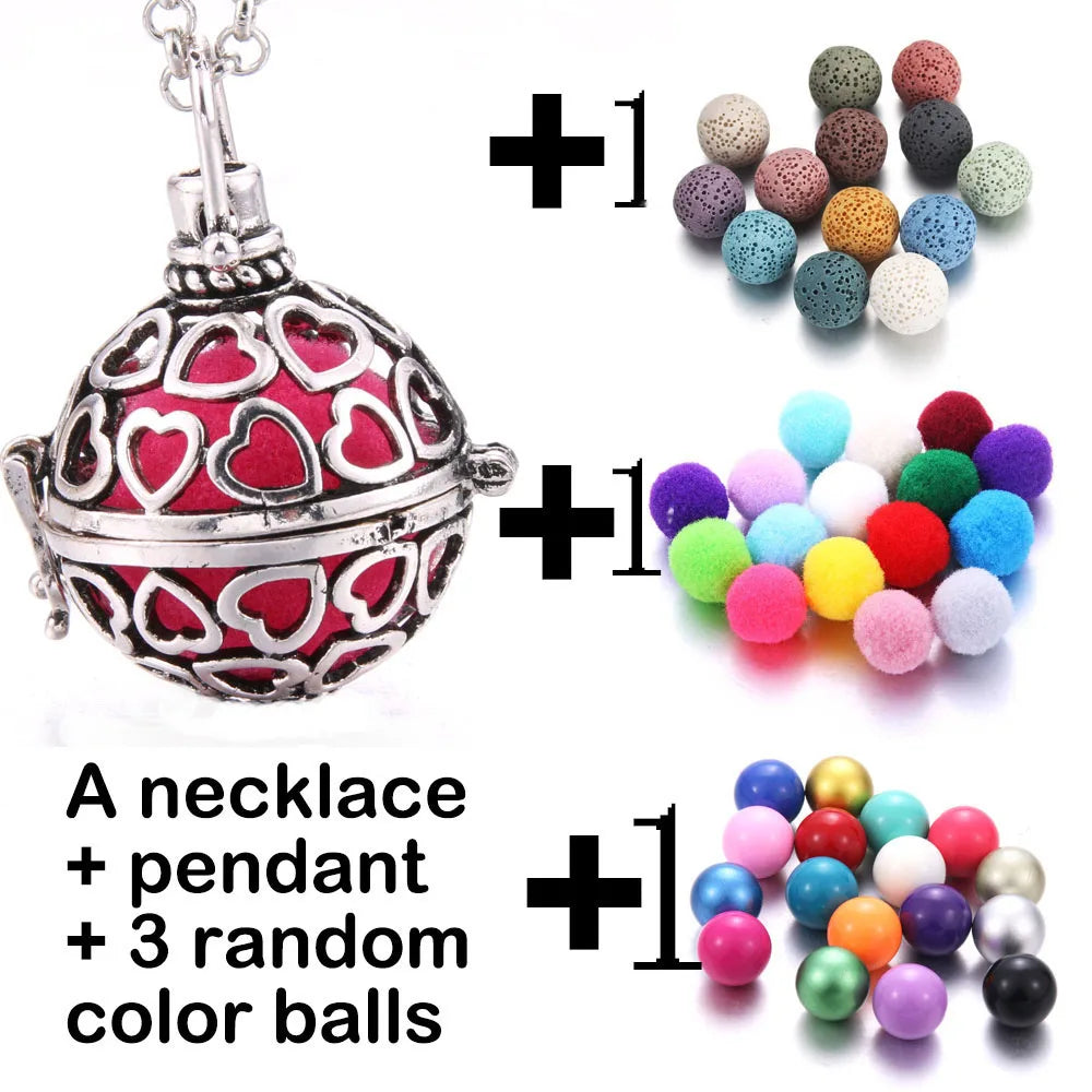 Harmony Necklace Jewelry Mexico Chime Bell Lava Stone Aromatherapy Diffuser Pendant for Women