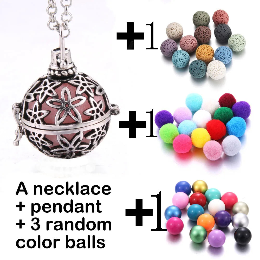 Harmony Necklace Jewelry Mexico Chime Bell Lava Stone Aromatherapy Diffuser Pendant for Women