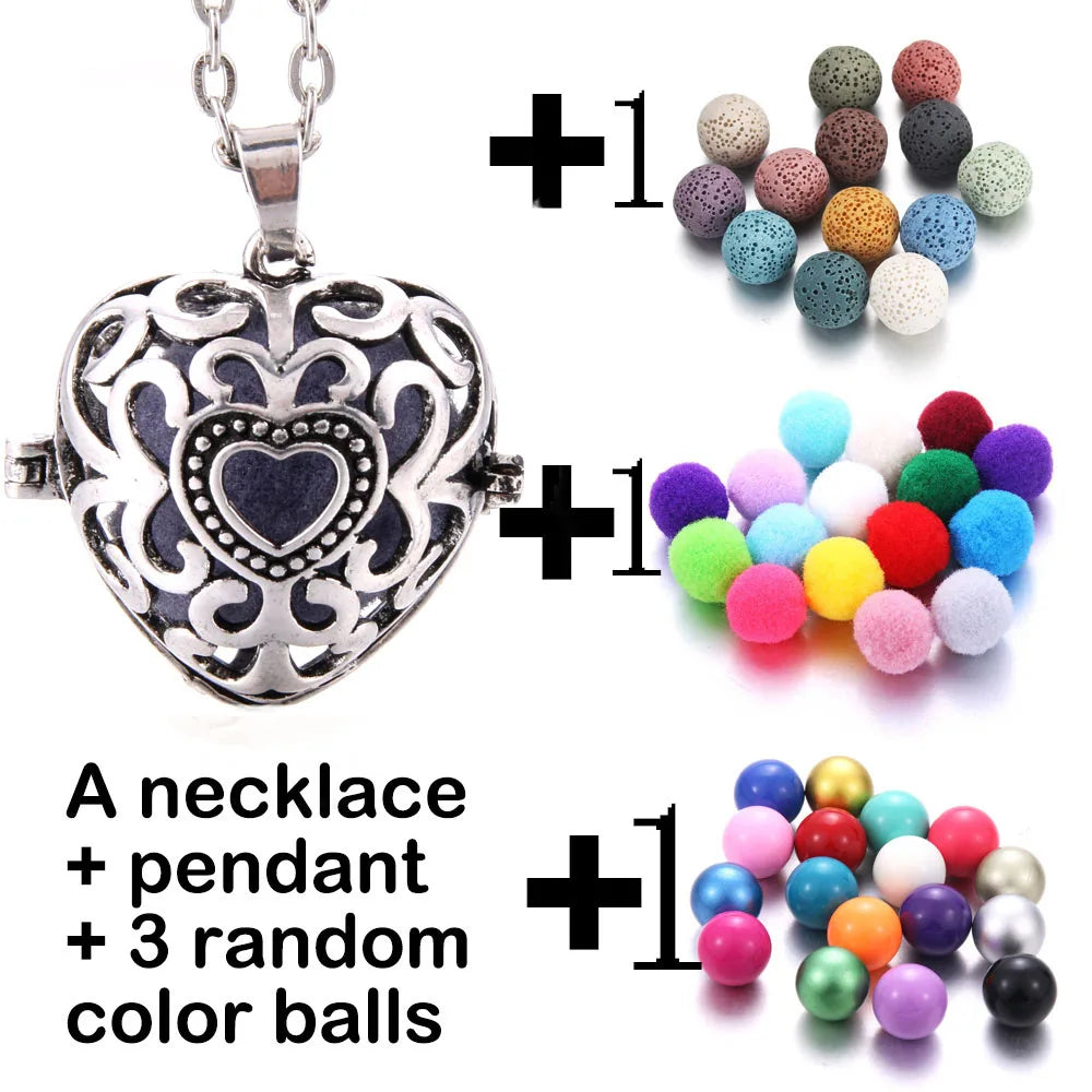 Harmony Necklace Jewelry Mexico Chime Bell Lava Stone Aromatherapy Diffuser Pendant for Women