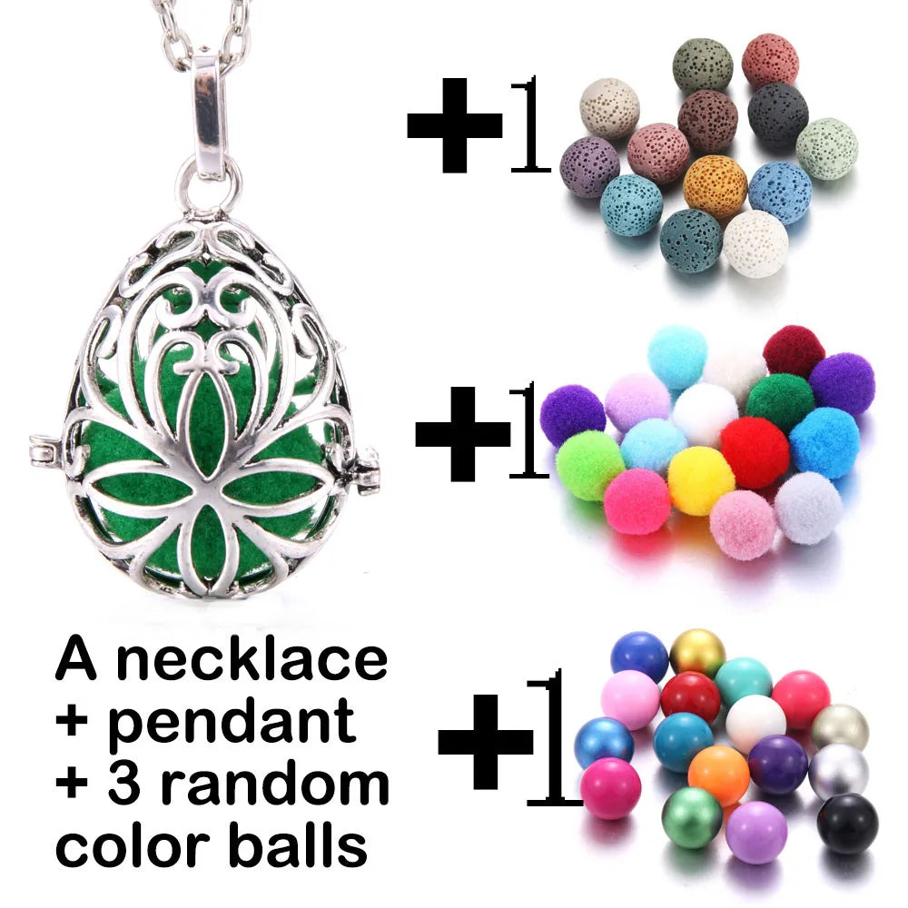 Harmony Necklace Jewelry Mexico Chime Bell Lava Stone Aromatherapy Diffuser Pendant for Women