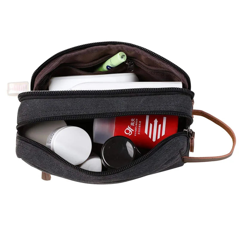 Men Clutch Bag Toiletry Kit Canvas Travel Waterproof Beauty Case