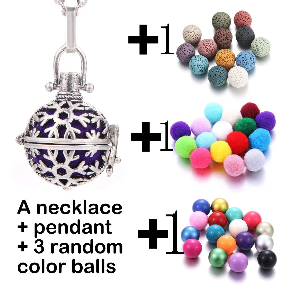 Harmony Necklace Jewelry Mexico Chime Bell Lava Stone Aromatherapy Diffuser Pendant for Women