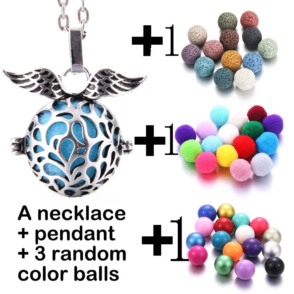 Harmony Necklace Jewelry Mexico Chime Bell Lava Stone Aromatherapy Diffuser Pendant for Women