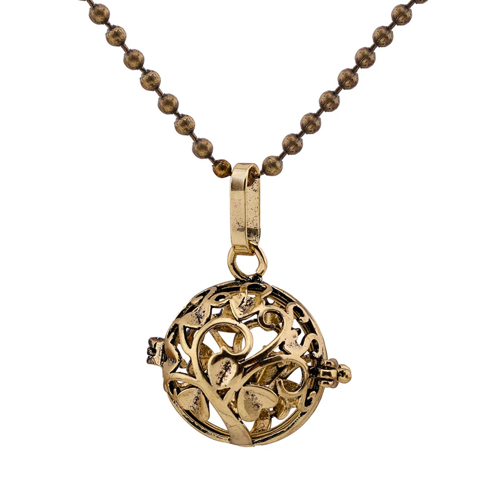 Mexico Chime Music Ball Aromatherapy Necklace Copper Pendant