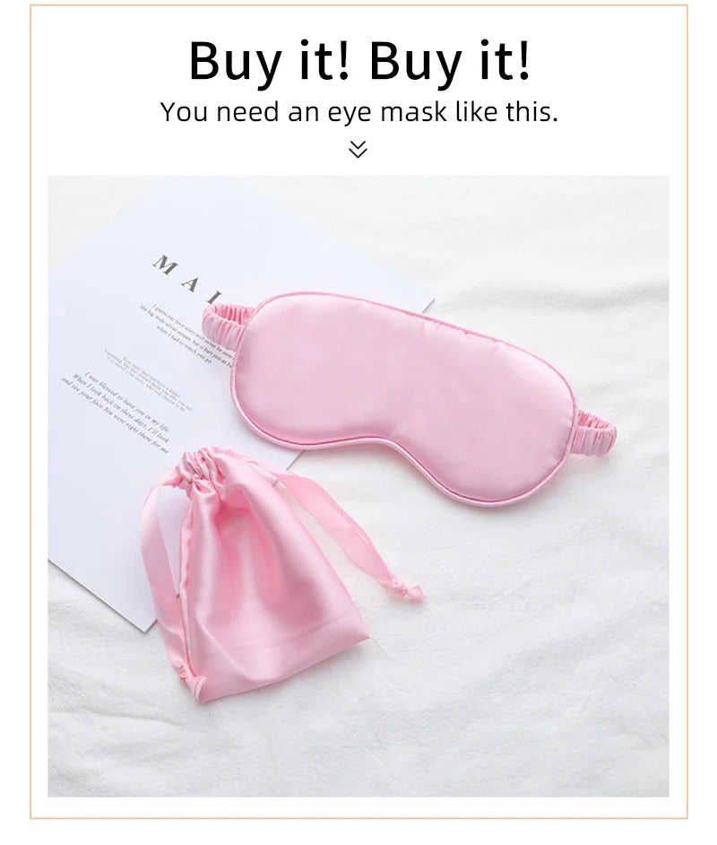 Silk Sleeping Eye Mask with Carrying Pouch for Travel