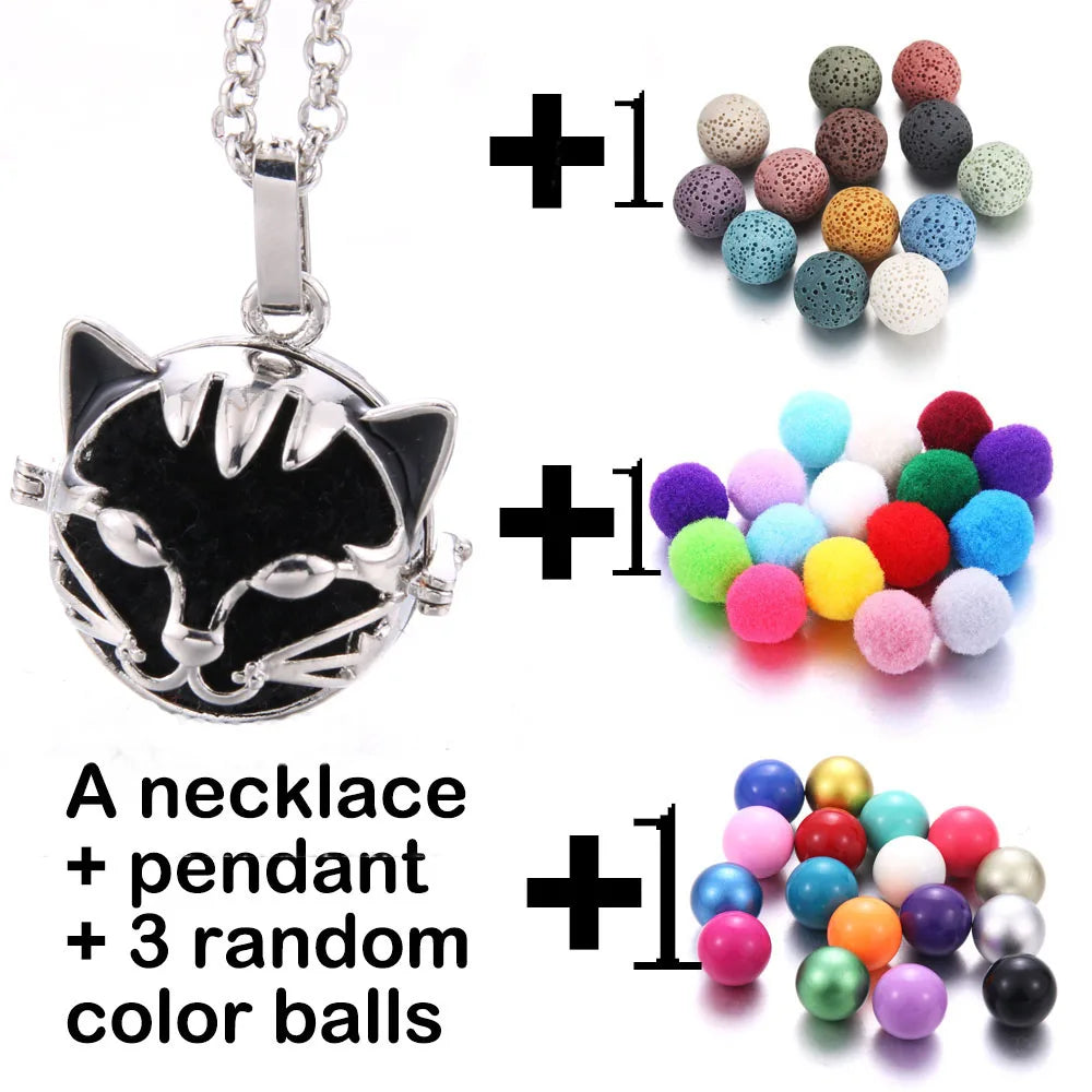 Harmony Necklace Jewelry Mexico Chime Bell Lava Stone Aromatherapy Diffuser Pendant for Women