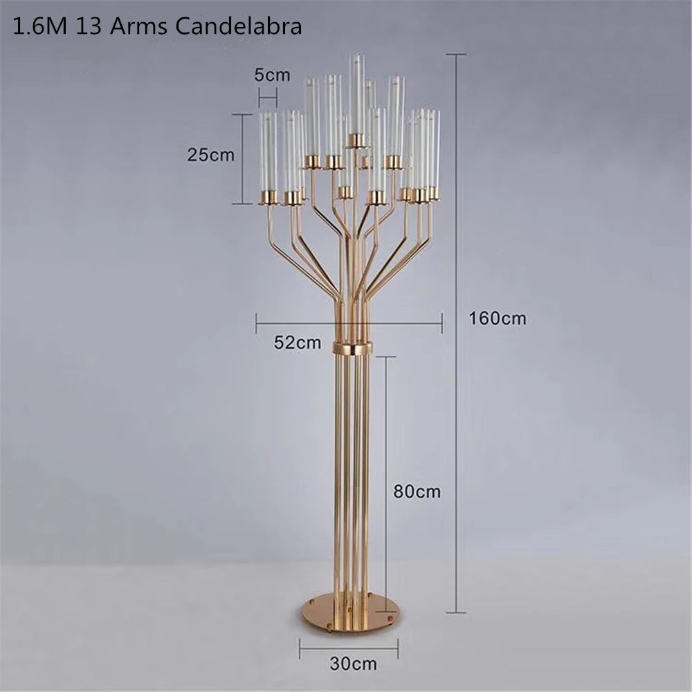 Acrylic Candelabras 160 CM Height 13 Heads Luxury Centerpiece