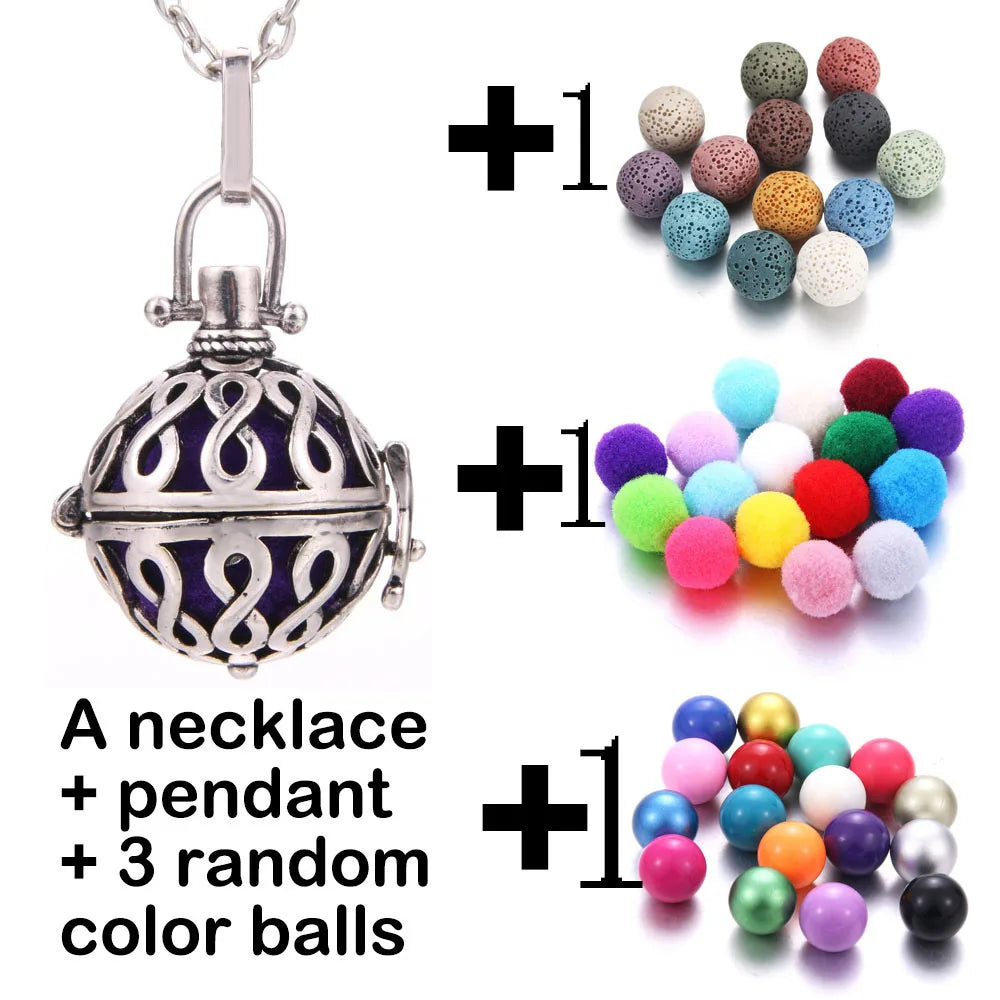 Harmony Necklace Jewelry Mexico Chime Bell Lava Stone Aromatherapy Diffuser Pendant for Women