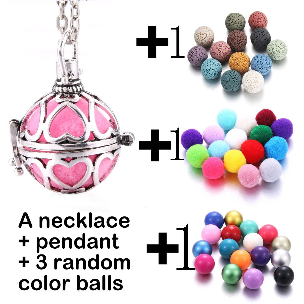 Harmony Necklace Jewelry Mexico Chime Bell Lava Stone Aromatherapy Diffuser Pendant for Women