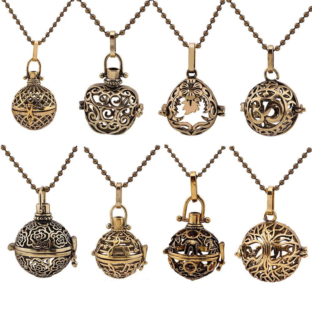 Mexico Chime Music Ball Aromatherapy Necklace Copper Pendant