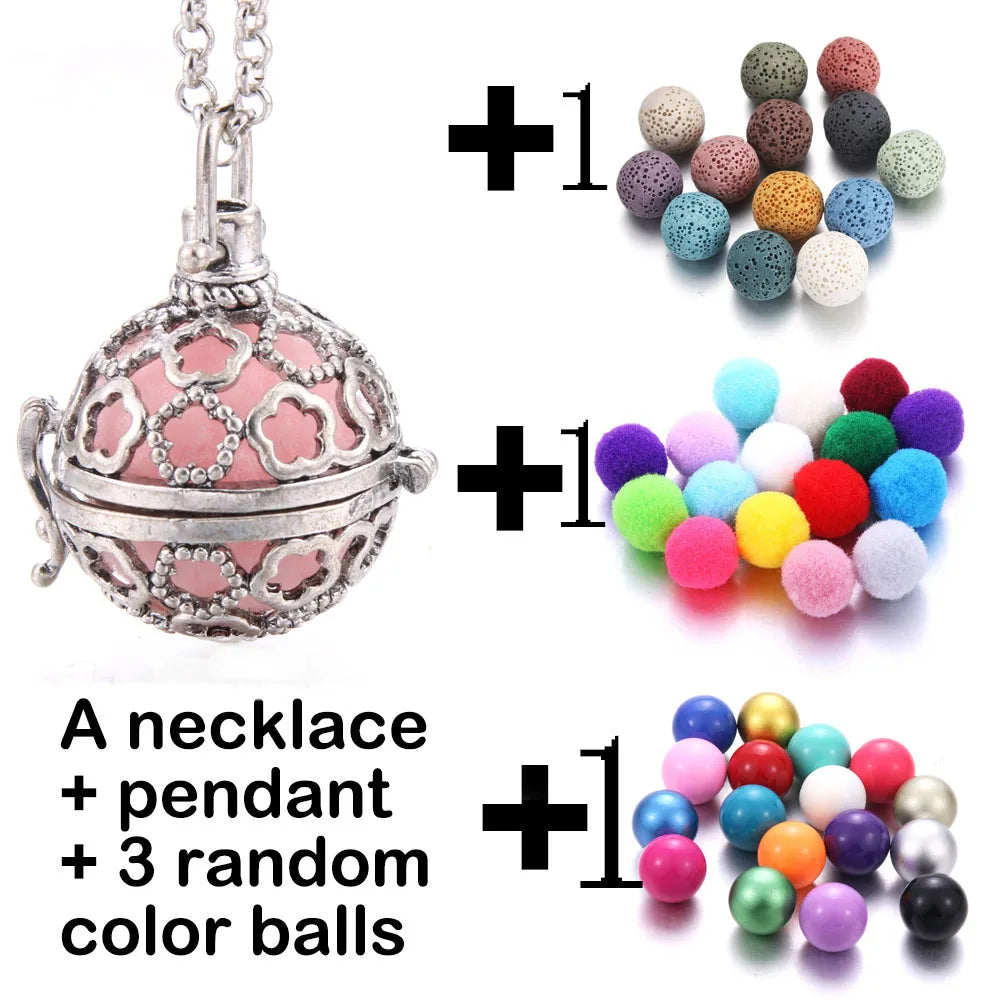 Harmony Necklace Jewelry Mexico Chime Bell Lava Stone Aromatherapy Diffuser Pendant for Women