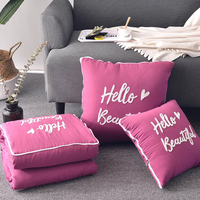 1 Piece Warm Blanket Cushion Throw Pillow Foldable Quilt for Travel Comfort and Home Elegance