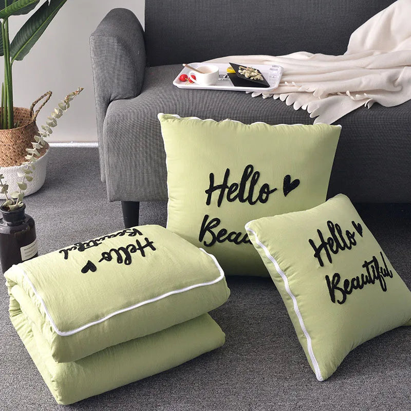 1 Piece Warm Blanket Cushion Throw Pillow Foldable Quilt for Travel Comfort and Home Elegance