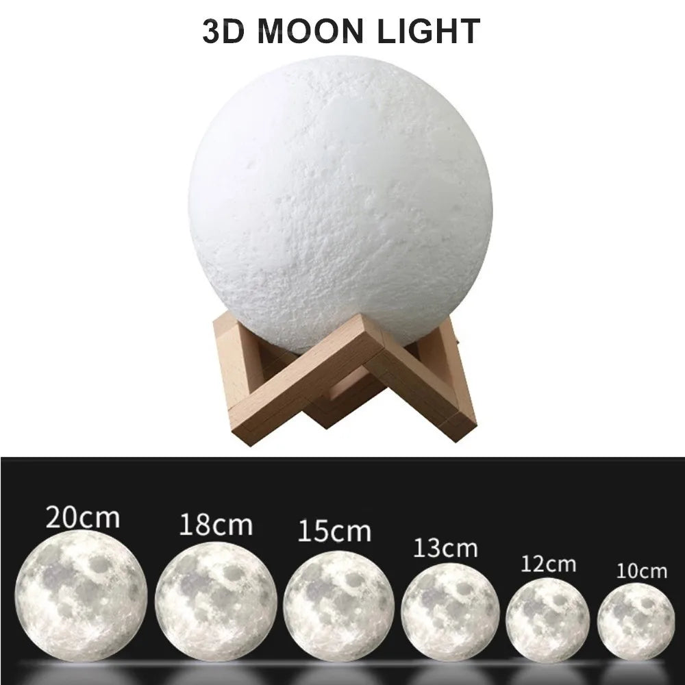 Dropship 3D Print Moon Lamp Colorful Touch USB Night Light