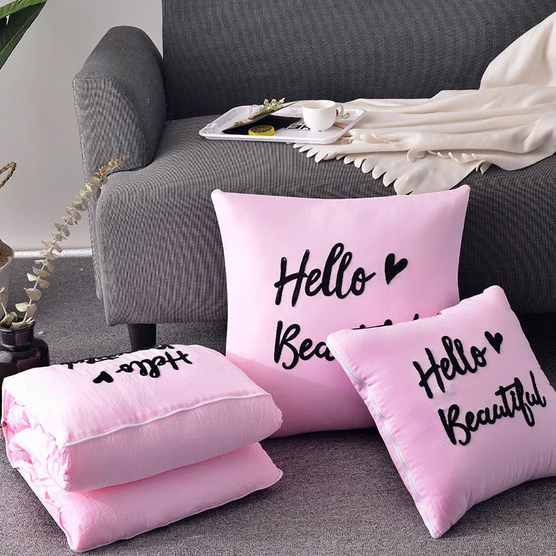 1 Piece Warm Blanket Cushion Throw Pillow Foldable Quilt for Travel Comfort and Home Elegance