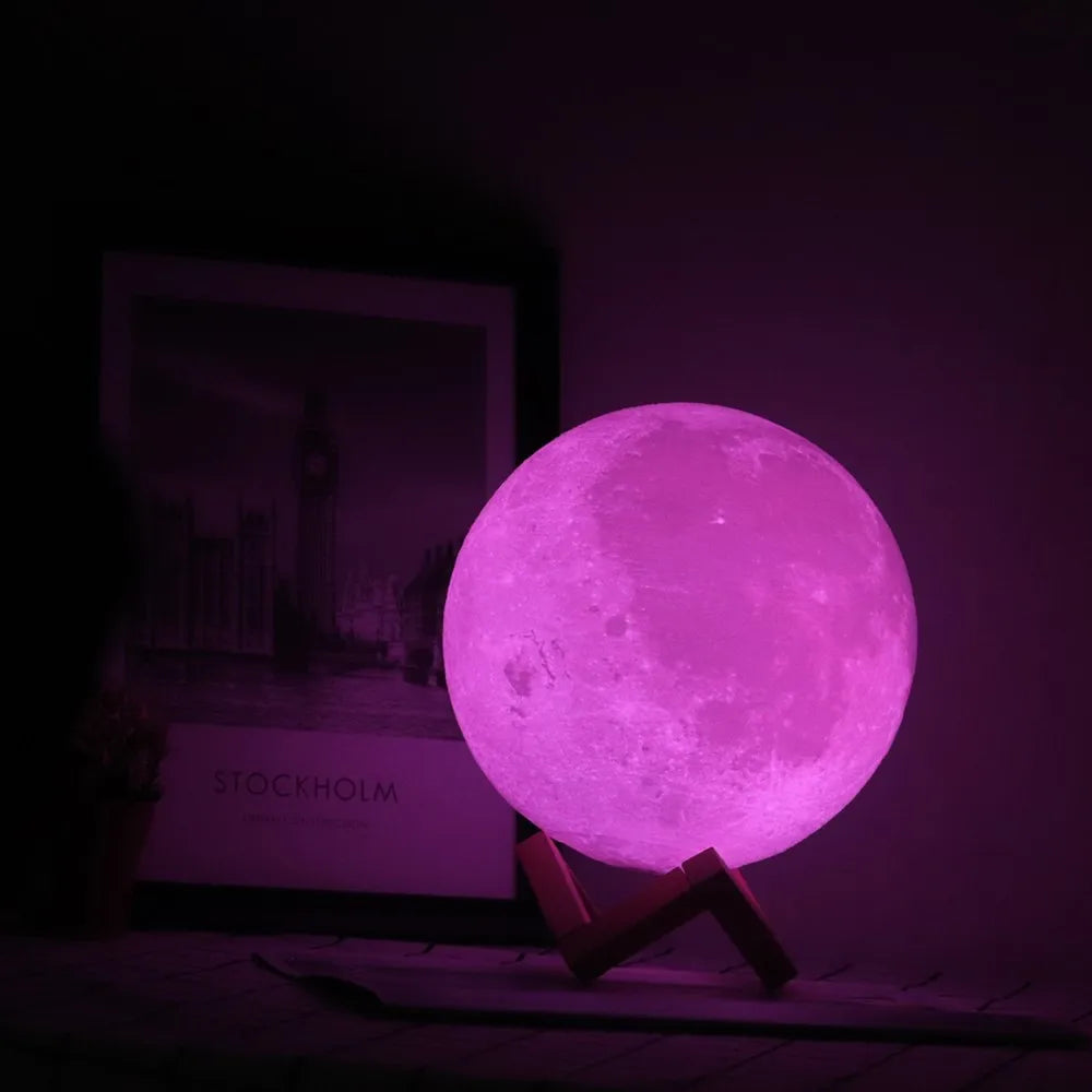 Dropship 3D Print Moon Lamp Colorful Touch USB Night Light