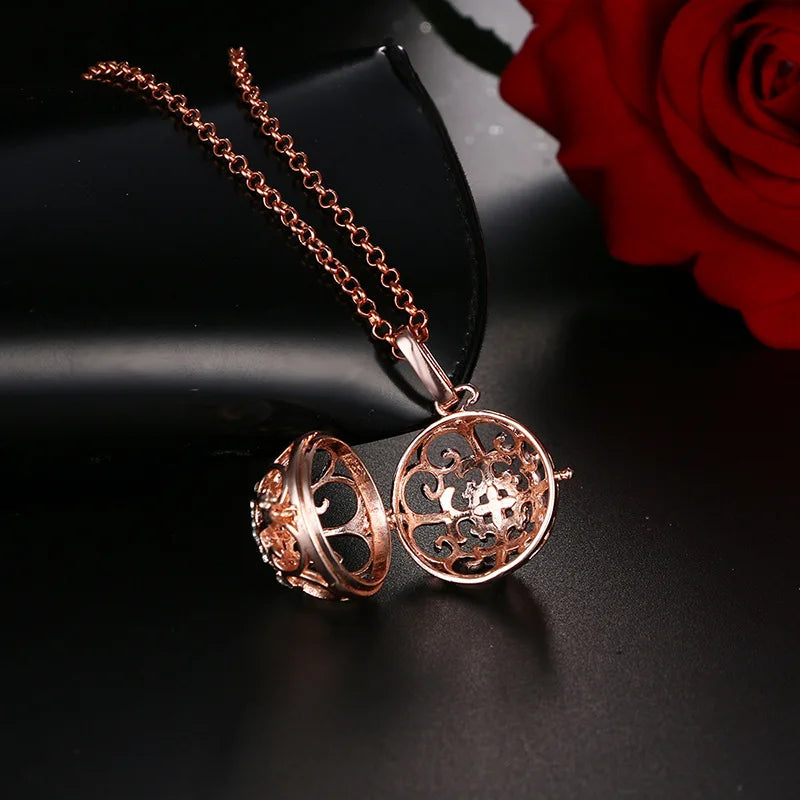 Mexico Chime Music Ball Aromatherapy Necklace Copper Pendant