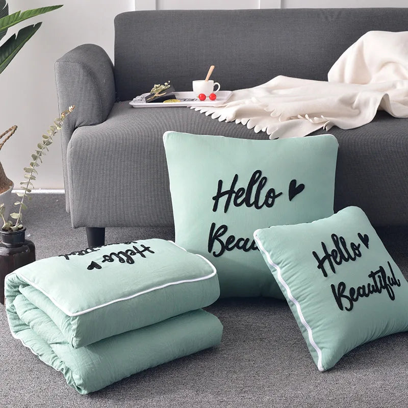 1 Piece Warm Blanket Cushion Throw Pillow Foldable Quilt for Travel Comfort and Home Elegance