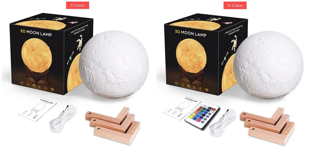 Dropship 3D Print Moon Lamp Colorful Touch USB Night Light