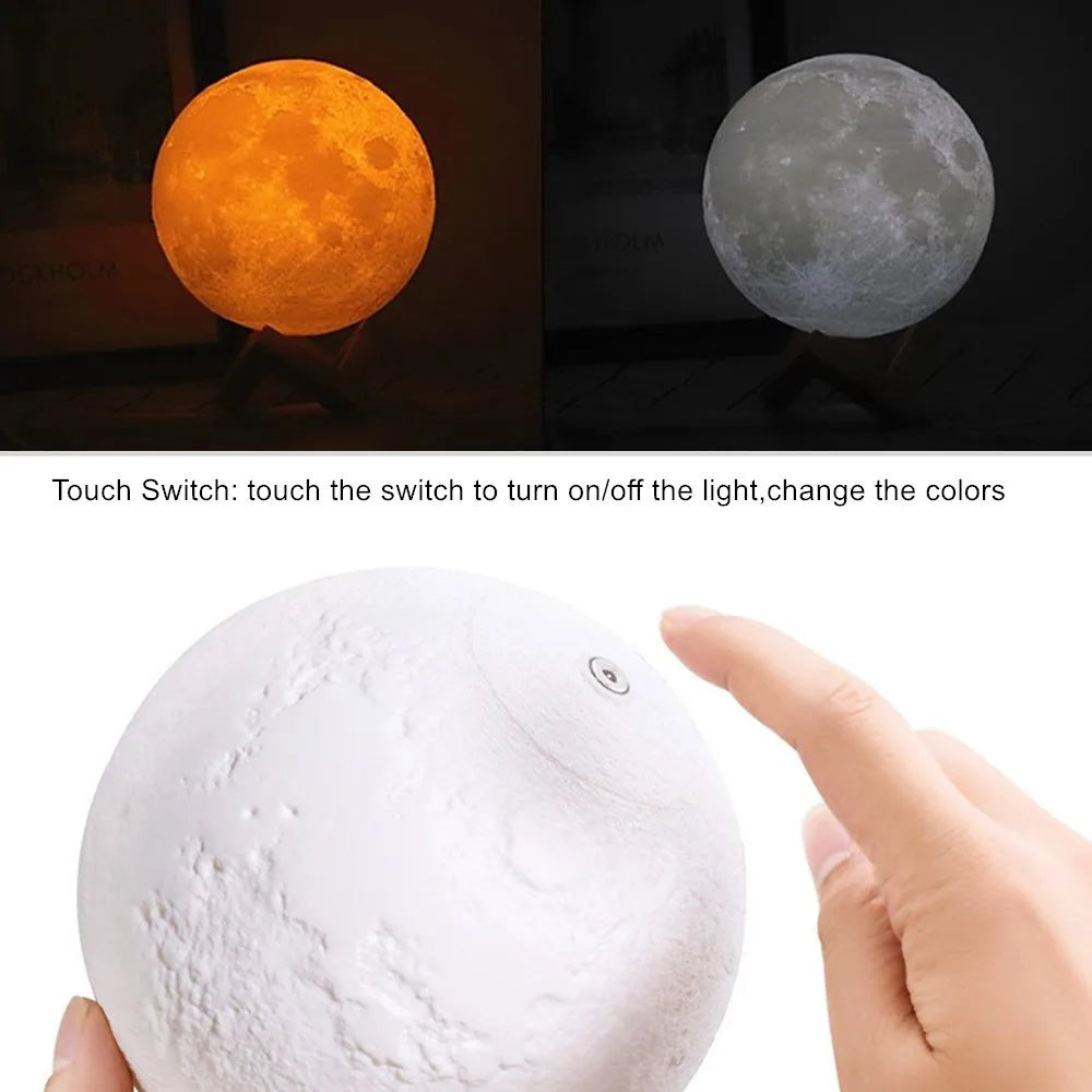 Dropship 3D Print Moon Lamp Colorful Touch USB Night Light