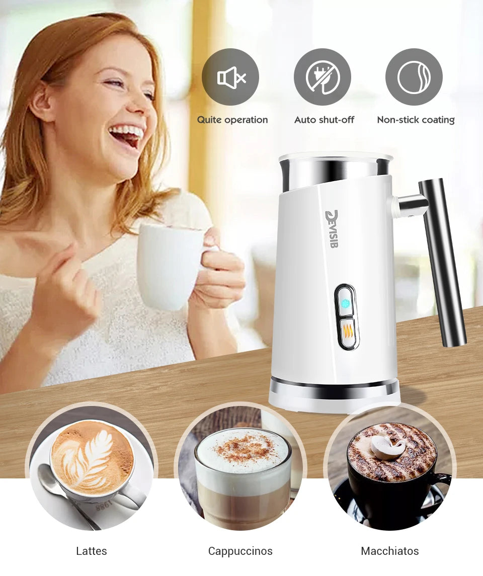 DEVISIB Automatic Milk Frother Electric for Latte and Cappuccino