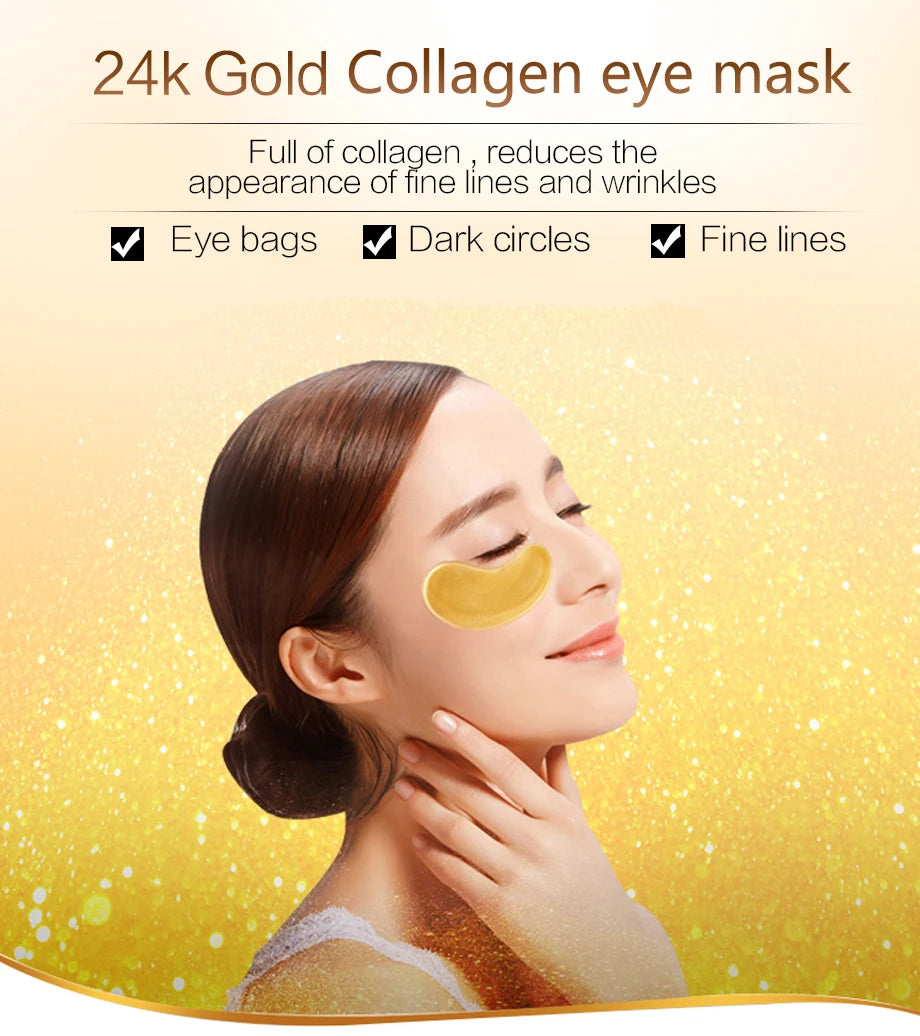 InniCare 50/60/80/100 Pcs Crystal Collagen Gold Eye Mask