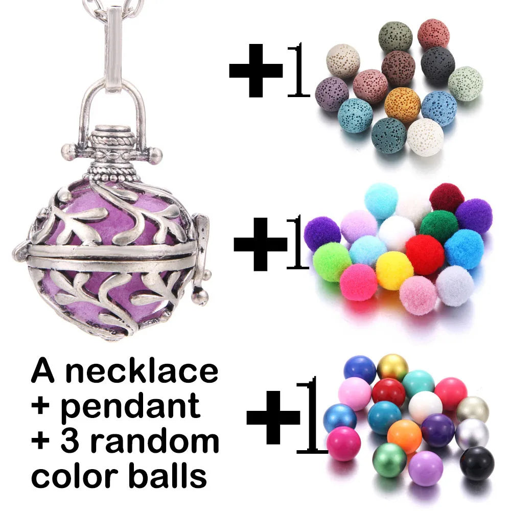 Harmony Necklace Jewelry Mexico Chime Bell Lava Stone Aromatherapy Diffuser Pendant for Women