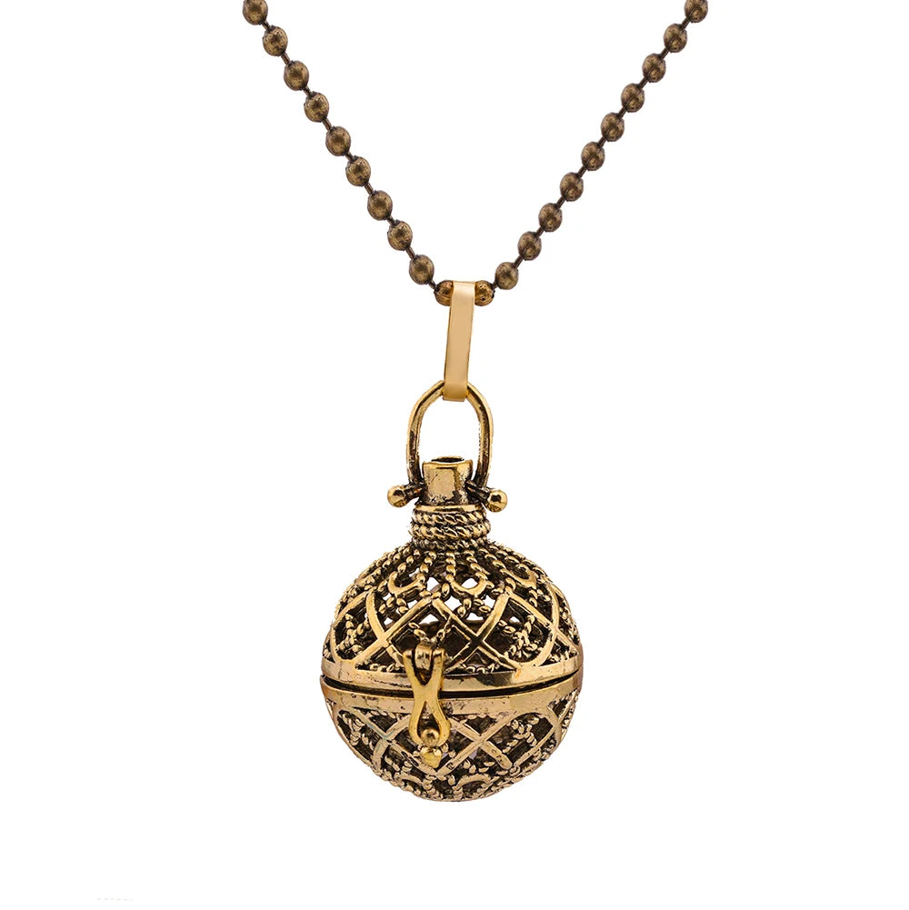 Mexico Chime Music Ball Aromatherapy Necklace Copper Pendant