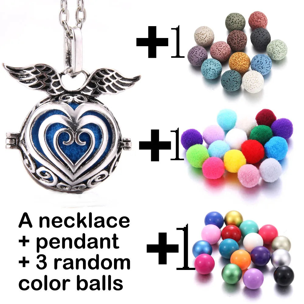 Harmony Necklace Jewelry Mexico Chime Bell Lava Stone Aromatherapy Diffuser Pendant for Women