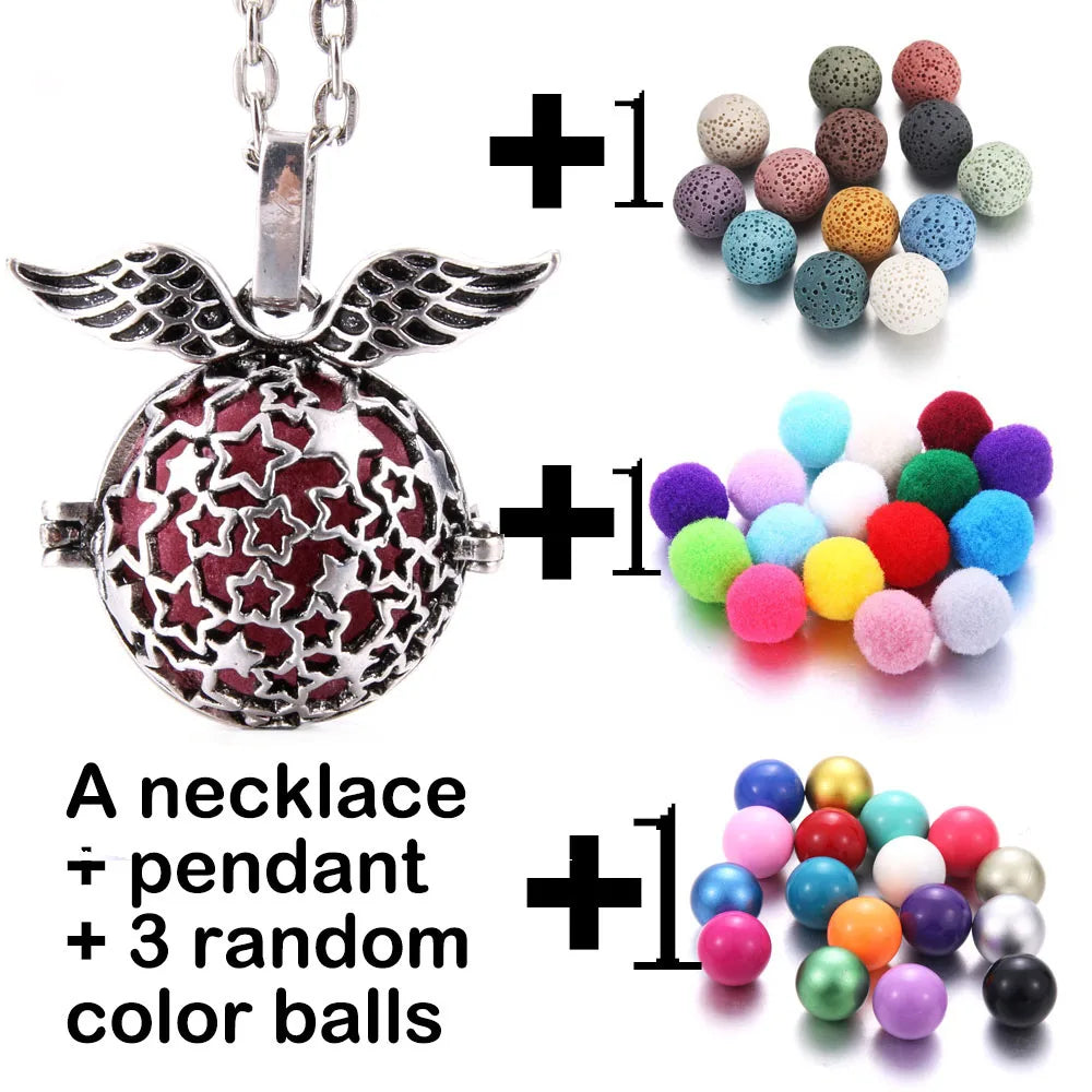 Harmony Necklace Jewelry Mexico Chime Bell Lava Stone Aromatherapy Diffuser Pendant for Women