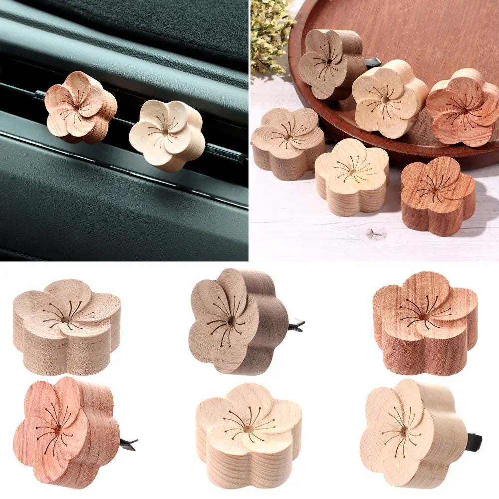 1PC Flower Shape Aroma Essential Oil Diffuser Wooden Elegance