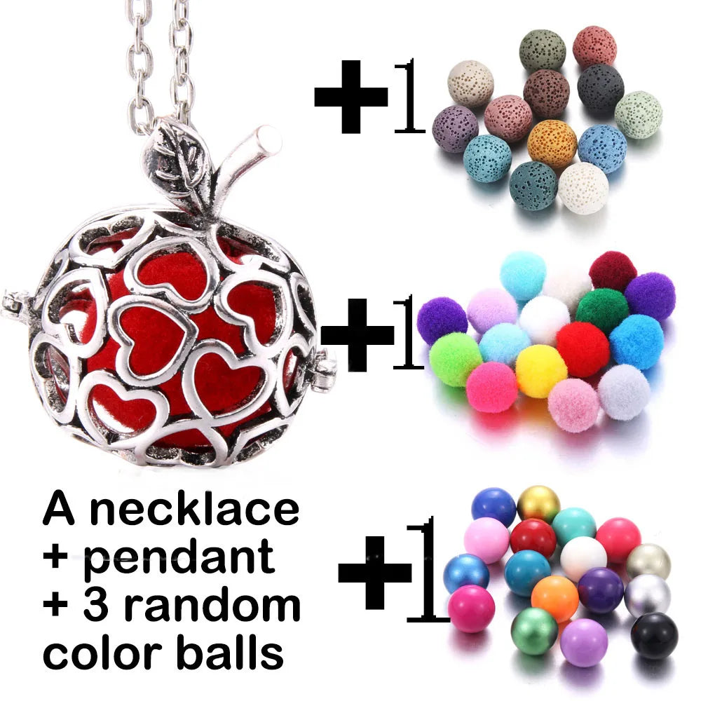 Harmony Necklace Jewelry Mexico Chime Bell Lava Stone Aromatherapy Diffuser Pendant for Women